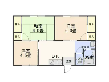 八坂北ハイム(3DK/1階)の間取り写真