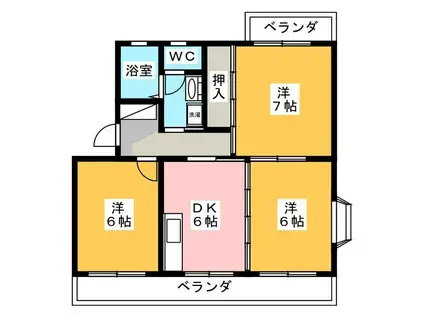 シャンピエール(3DK/2階)の間取り写真