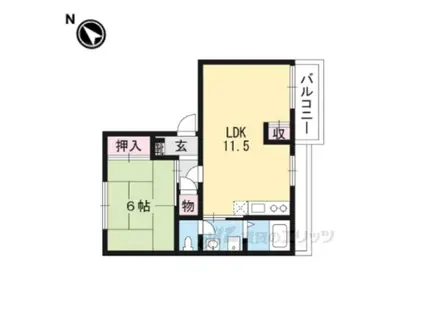 タウニィ松尾(1LDK/2階)の間取り写真
