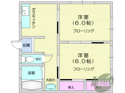 堤荘2(2K/2階)の間取り写真