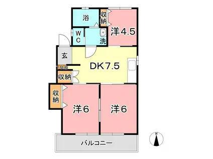 ニューコーポITADANI(3DK/2階)の間取り写真