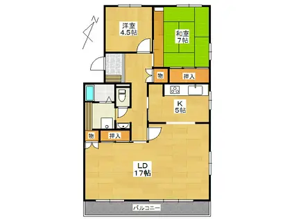 コーポラス大場(2LDK/1階)の間取り写真