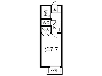 ウエストビレッジマーサ(1K/1階)の間取り写真