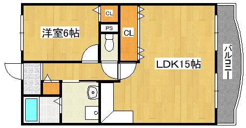 エスペランサ(1LDK/2階)の間取り写真