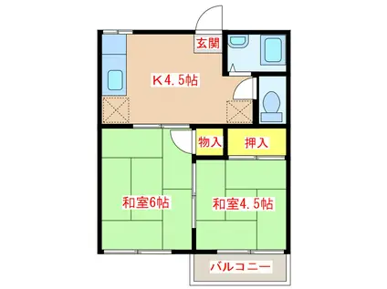 中央ハイツB(2K/2階)の間取り写真