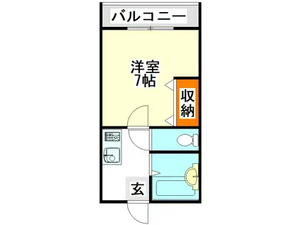 フラット3花山(1K/2階)の間取り写真