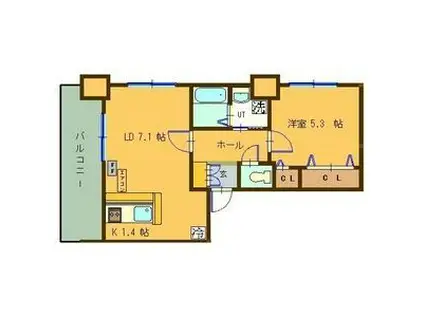 サンコート本通ガーデンヒルズ(1LDK/8階)の間取り写真