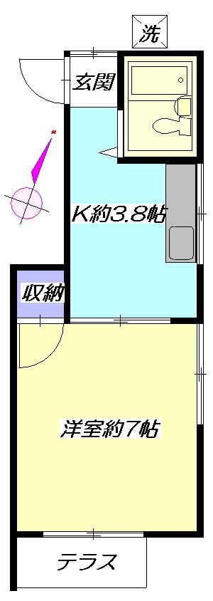 H328(1K/1階)の間取り写真