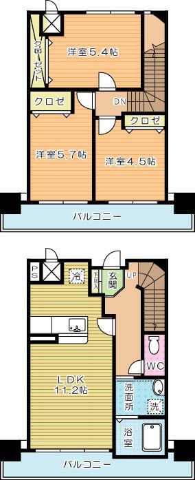 LEGEND砂津(3LDK/13階)の間取り写真