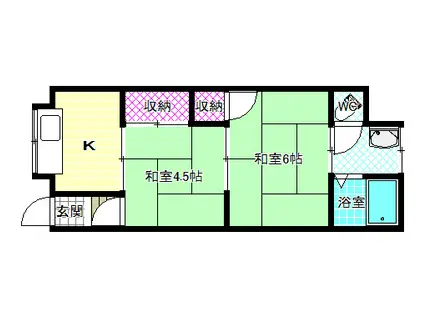 金剛荘(2K/1階)の間取り写真