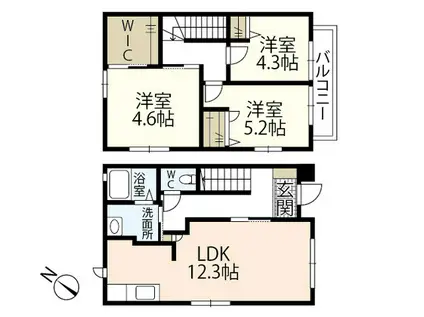 クレール東高須(3LDK/1階)の間取り写真