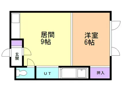 シーサイド(1DK/2階)の間取り写真