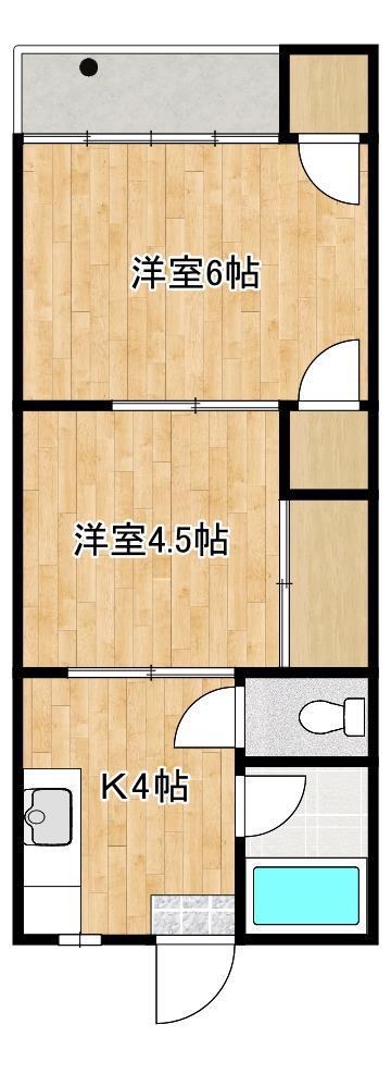 にれのきハイツ(2K/1階)の間取り写真