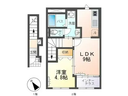 UN POIREAU(1LDK/2階)の間取り写真