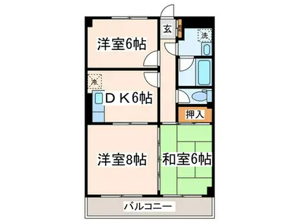 宮の下マンション(3DK/3階)の間取り写真