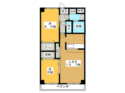 ALCYONE(2LDK/2階)の間取り写真