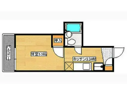 うしおマンション(1K/6階)の間取り写真