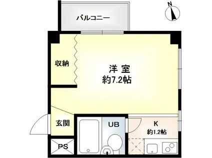 リバーヒルハイツ(ワンルーム/2階)の間取り写真