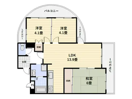 パサージュ倉敷(3LDK/4階)の間取り写真