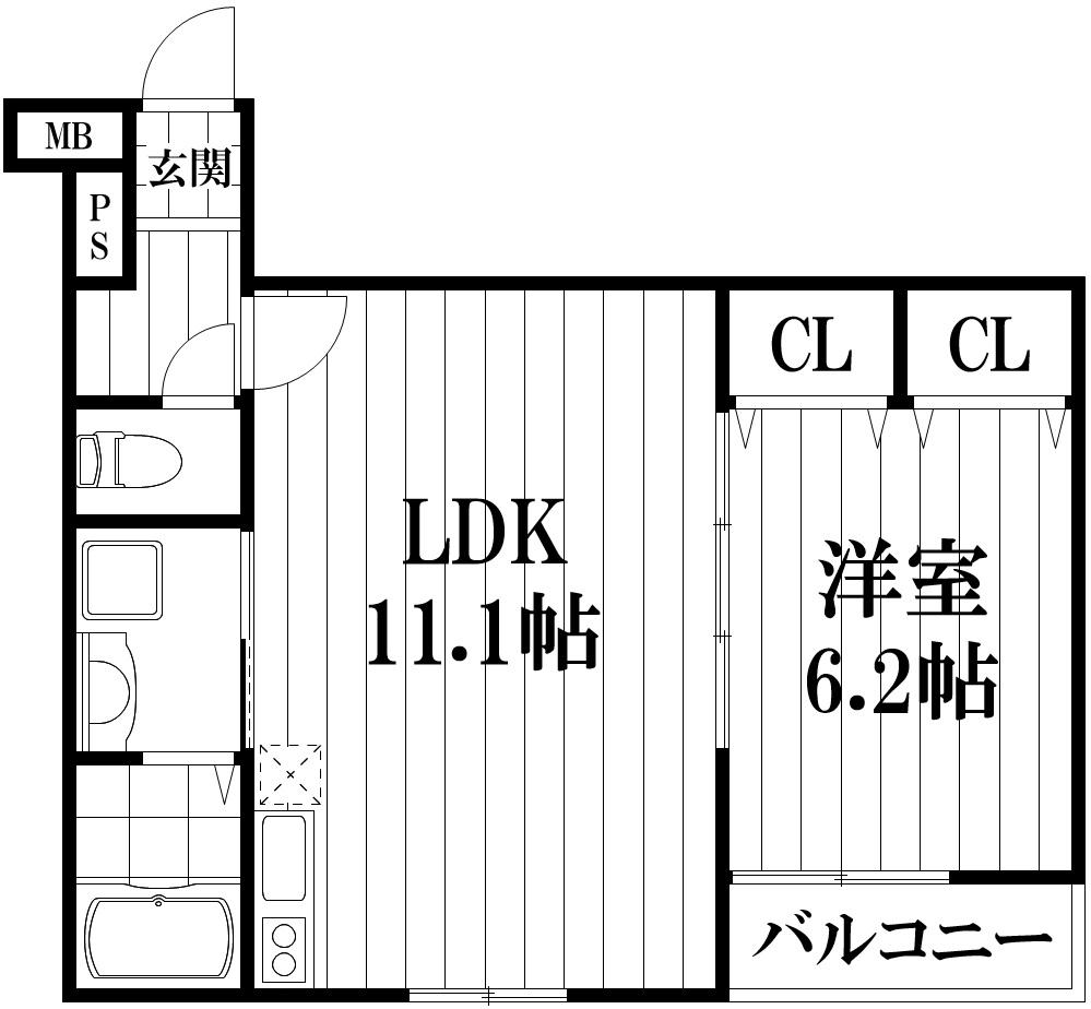 アニマーレ(1LDK/1階)の間取り写真