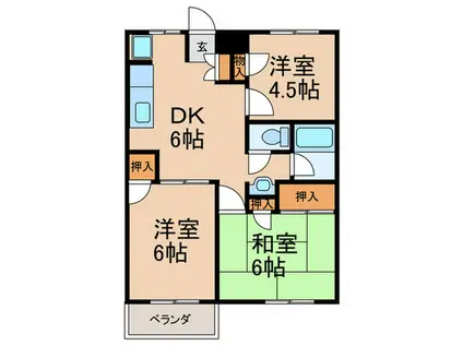 グリーンタウン神木B(3DK/1階)の間取り写真