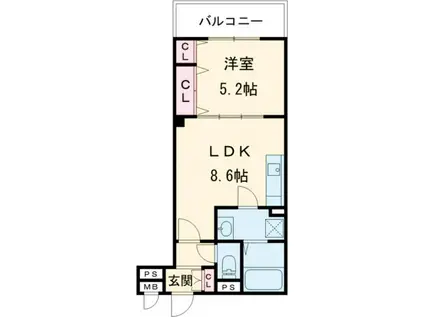 ラモーナ北条II(1LDK/2階)の間取り写真