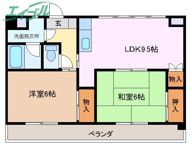 レーベンハイム(2LDK/2階)の間取り写真