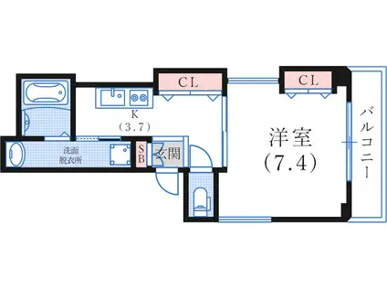 KSマンション(1K/4階)の間取り写真