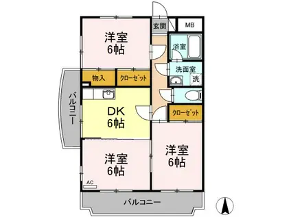 レジデンス今村B(3DK/1階)の間取り写真