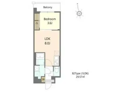 ALIVIS緑橋(1LDK/1階)の間取り写真