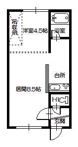 渥美コーポ(1DK/2階)の間取り写真