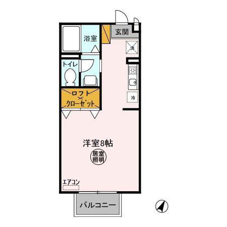 ランセ今谷C(ワンルーム/2階)の間取り写真