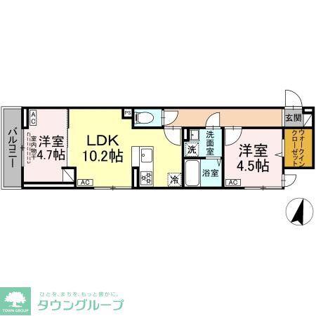 セレスティア興野(2LDK/3階)の間取り写真