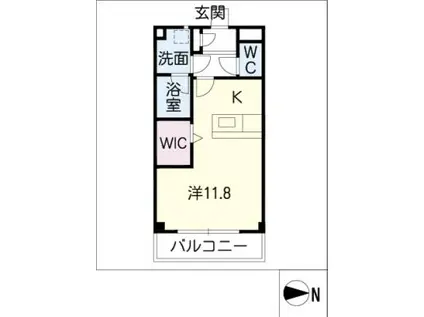 カルディアス大岩 A(1K/1階)の間取り写真