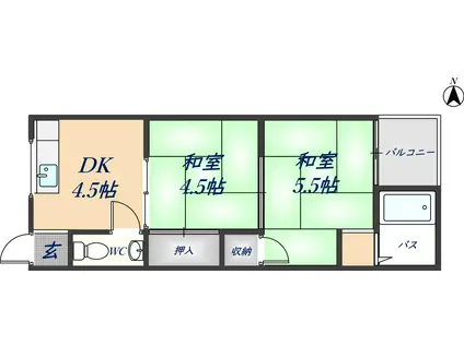 マンション泉(2DK/1階)の間取り写真