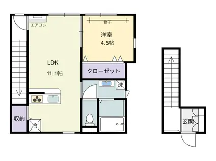 ファブール東力(1LDK/2階)の間取り写真