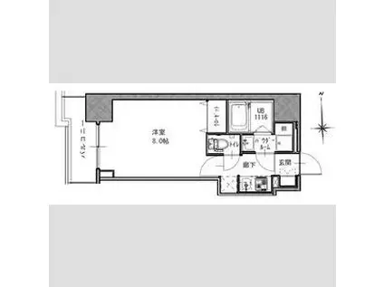 S-RESIDENCE谷町五丁目(1K/14階)の間取り写真