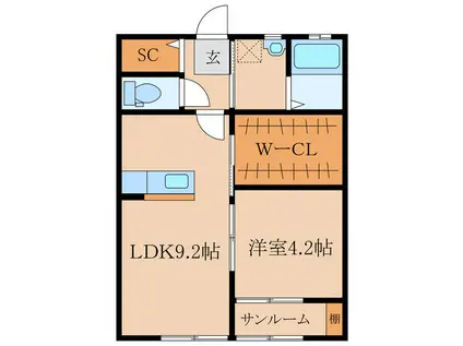 ALO II(1LDK/1階)の間取り写真
