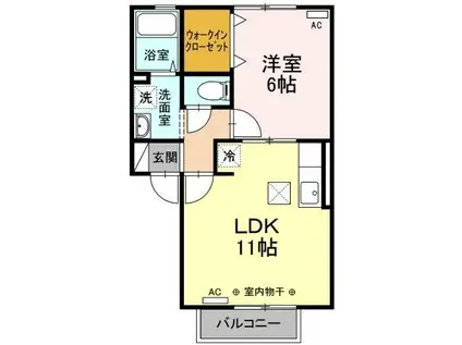 ゼフィール愛宕102(1LDK/1階)の間取り写真