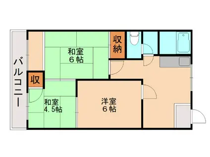 JR鹿児島本線 古賀駅 徒歩9分 2階建 築57年(3DK/2階)の間取り写真