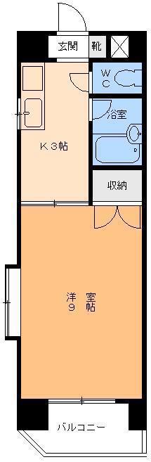 ポートパレス(1K/3階)の間取り写真
