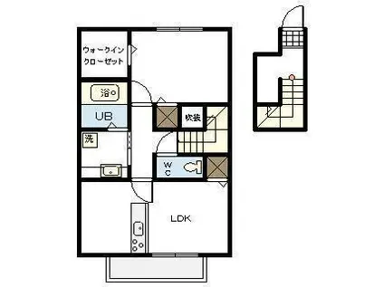 ノースアベニュー(1LDK/2階)の間取り写真
