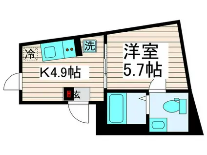 グランデ江北(1K/3階)の間取り写真