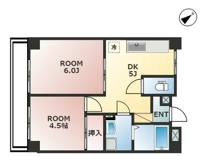 ブライトンコート新所沢(2DK/3階)の間取り写真