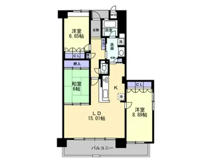 アルファステイツ今里公園(3LDK/1階)の間取り写真