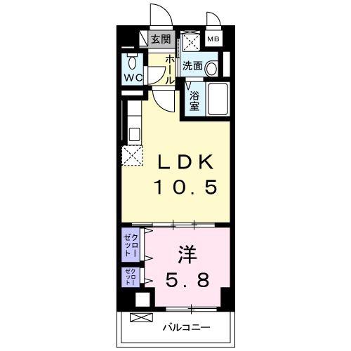クレスト湘南(1LDK/4階)の間取り写真