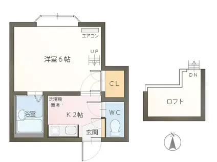 信開セルーラ新保(1K/1階)の間取り写真