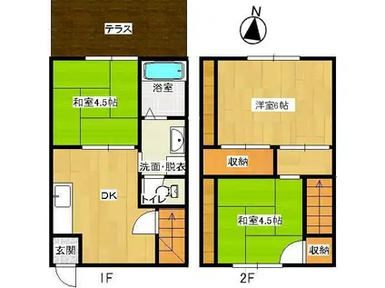 緑風荘(3DK/1階)の間取り写真