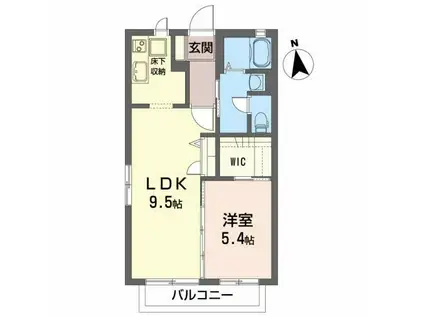 フラットM(1LDK/1階)の間取り写真