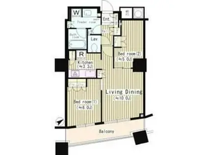 ザ・パークハウス西新宿タワー60(2LDK/27階)の間取り写真